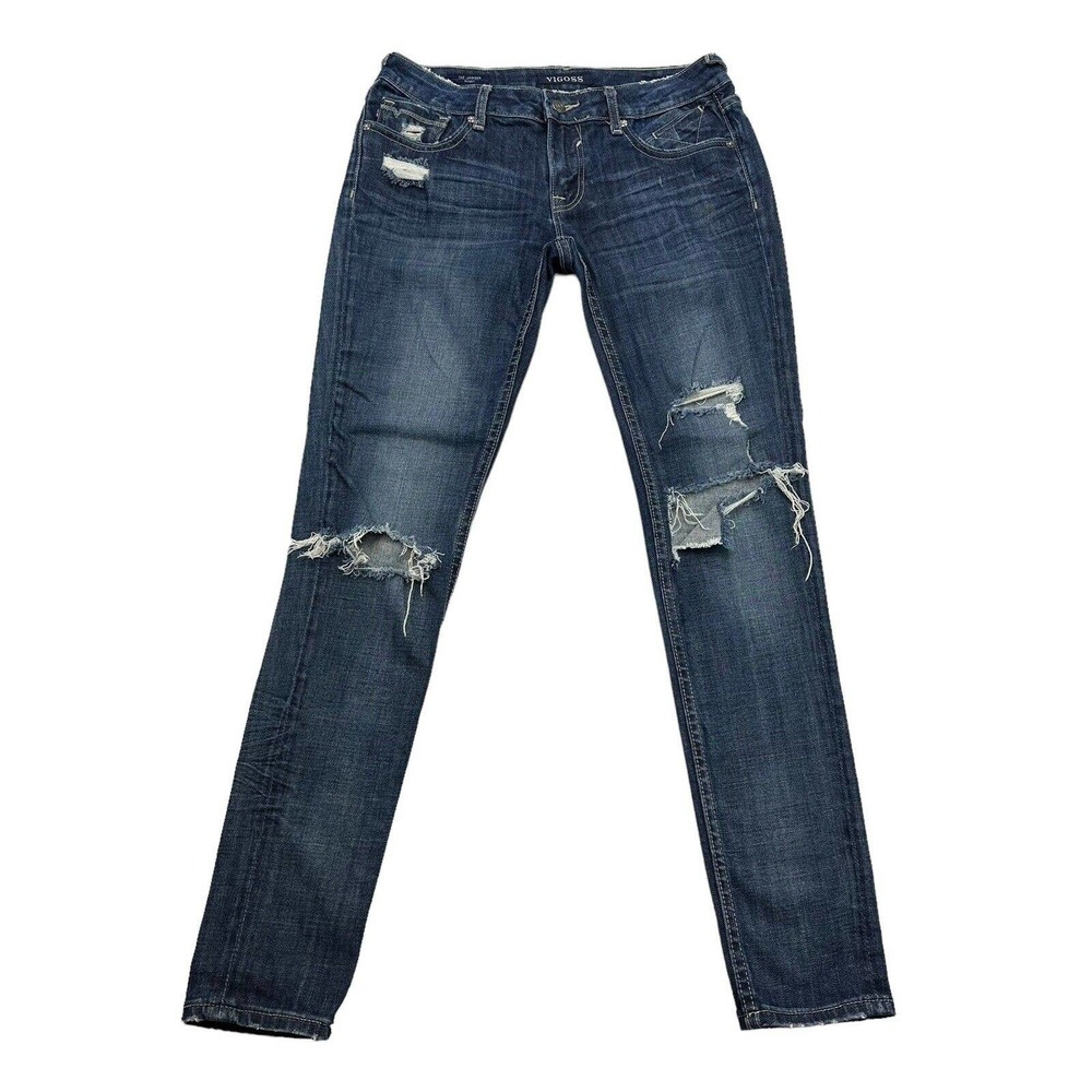 VIGOSS Jeans Womens 27 X 31 Blue Denim The Jagger Skinny Distressed Low Rise